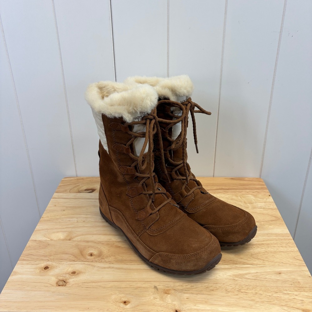 The North Face Nuptse Purna II Suede Leather Winter Boots Women Size 9.5 Outdoor